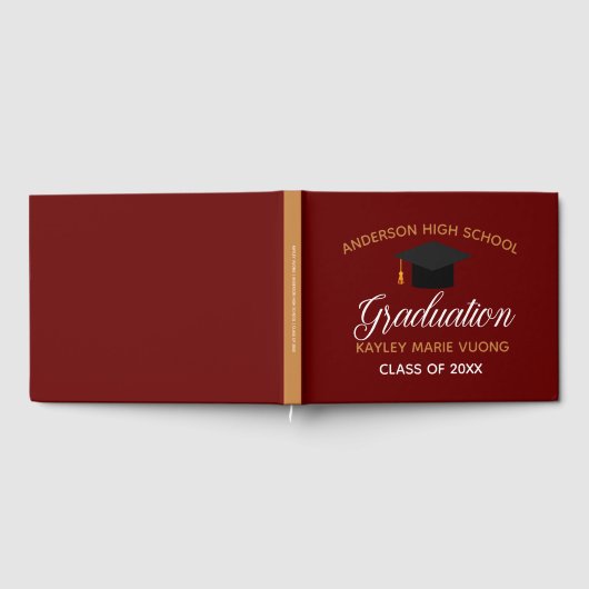 Maroon Gold Afstuderen Autograph Keepsake 2025 Gastenboek (Volledig)