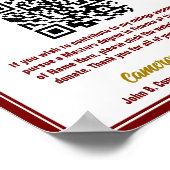 Maroon Gold Afstuderen College Fund QR-code Poster (Hoek)