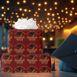 Maroon Gold Afstuderen Custom 2025 Afstuderen Cadeaupapier
