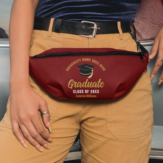 Maroon Gold Afstuderen Custom 2025 Afstuderen Heuptasje