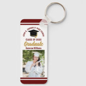 Maroon Gold Afstuderen Foto 2024 Aangepast Afstude Sleutelhanger (Achterkant)