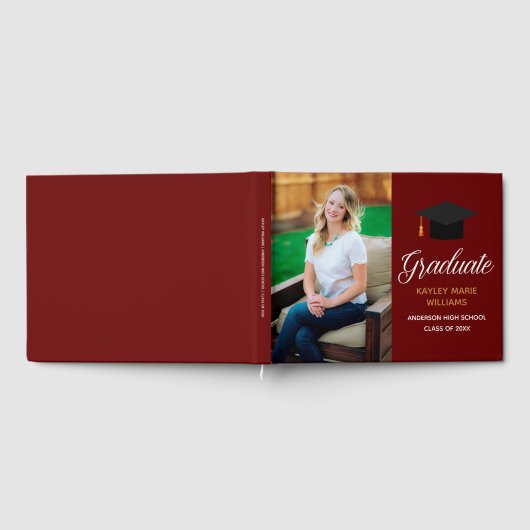 Maroon Gold Afstuderen Foto 2025 Afstudeerfeest Gastenboek (Volledig)