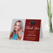Maroon Gold Afstuderen Foto 2025 Afstuderen Bedankkaart (Voorkant)