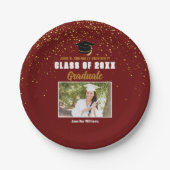 Maroon Gold Afstuderen foto chique afstudeerfeest Papieren Bordje (Voorkant)