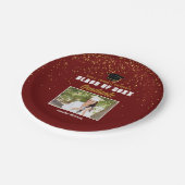 Maroon Gold Afstuderen foto chique afstudeerfeest Papieren Bordje (Gekanteld)