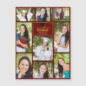 Maroon Gold Afstuderen Foto Collage Magneet Kaart (Voorkant)
