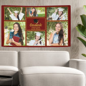 Maroon Gold Afstuderen Foto Collage Moderne Party Spandoek