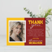 Maroon & Gold Afstuderen Foto Dank je kaart (Staand voorkant)