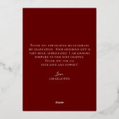 Maroon & Gold Afstuderen Foto Dank je kaart (Achterkant)