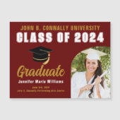 Maroon Gold Afstuderen Foto Magnetische Kaart (Voorkant)