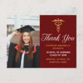 Maroon Gold Afstuderen foto Medisch Dank u Briefkaart (Voorkant)