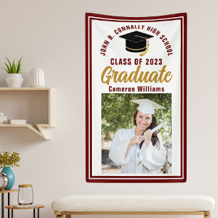 Maroon Gold Afstuderen Foto Verticaal Afstuderen Spandoek