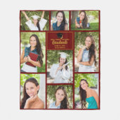Maroon Gold Afstuderen Fotocollage Afstuderen Fleece Deken (Voorkant)