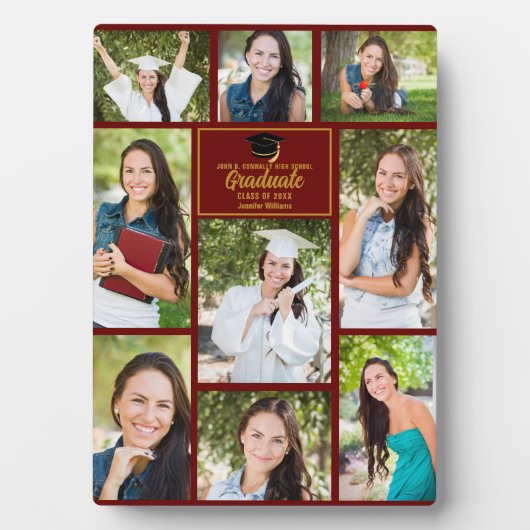Maroon Gold Afstuderen Fotocollage Afstuderen Fotoplaat (voorkant)