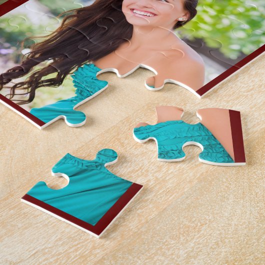 Maroon Gold Afstuderen Fotocollage Afstuderen Gift Legpuzzel (Zijkant)