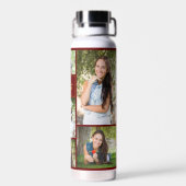 Maroon Gold Afstuderen Fotocollage Afstuderen Gift Waterfles (Achterkant)