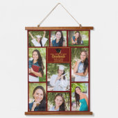 Maroon Gold Afstuderen Fotocollage Afstuderen Hangend Wandkleed (Voorkant)