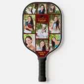 Maroon Gold Afstuderen Fotocollage Afstuderen Pickleball Paddle (Voorkant)