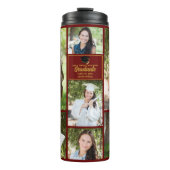 Maroon Gold Afstuderen Fotocollage Afstuderen Thermosbeker (Voorkant)