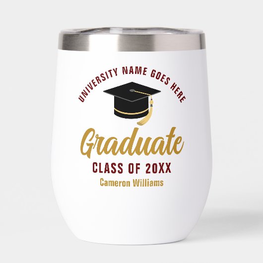 Maroon Gold Afstuderen gepersonaliseerd Afstuderen (Achterkant)