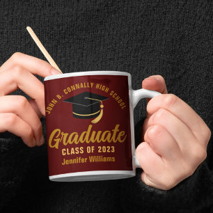 Maroon Gold Afstuderen gepersonaliseerd Afstuderen Koffiemok