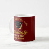 Maroon Gold Afstuderen gepersonaliseerd Afstuderen Koffiemok (Voorkant links)