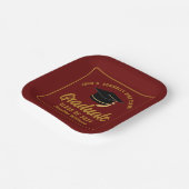 Maroon Gold Afstuderen Graduation Party Square Papieren Bordje (Gebogen)
