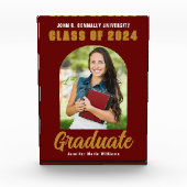 Maroon Gold Afstuderen Modern Custom Afstuderen Fotoblokken (Voorkant)
