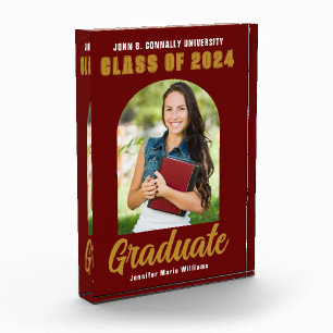 Maroon Gold Afstuderen Modern Custom Afstuderen Fotoblokken
