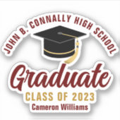 Maroon Gold Afstuderen - persoonlijk Afstuderen 20 Sticker (Voorkant)