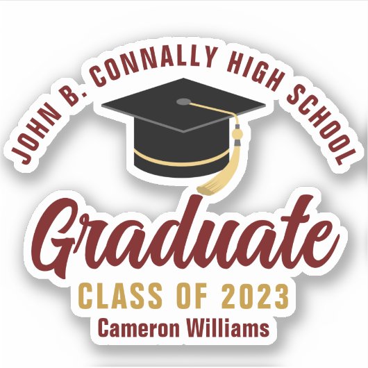 Maroon Gold Afstuderen - persoonlijk Afstuderen 20 Sticker (Voorkant)