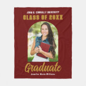 Maroon Gold Afstuderen Photo Arch Afstuderen Fleece Deken (Voorkant)