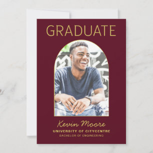 Maroon Gold Arch Foto Afstuderen Uitnodiging