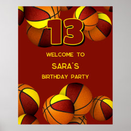 Maroon Gold Basketbal Team Kleuren Feest Welkom Poster