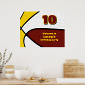 Maroon Gold Basketbal Team Kleuren Feest Welkom Poster (Keuken)