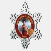 Maroon Gold Basketball Player Photo Tin Sneeuwvlok Ornament (Rechts)