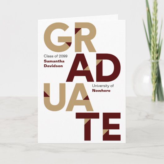 Maroon Gold Big Bold Angle Cut Afstuderen (Voorkant)