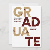 Maroon Gold Big Bold Angle Cut Afstuderen Kaart (Voorkant)