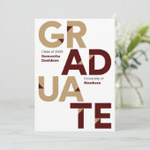 Maroon Gold Big Bold Angle Cut Afstuderen Kaart (Staand voorkant)