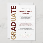 Maroon Gold Big Bold Angle Cut Afstuderen Kaart (Achterkant)