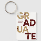 Maroon Gold Big Bold Angle Cut Afstuderen Sleutelhanger (Voorkant)