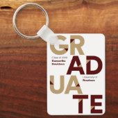 Maroon Gold Big Bold Angle Cut Afstuderen Sleutelhanger (Voorkant)