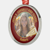 Maroon Gold Cheerleader Photo Christmas Metalen Ornament (Links)
