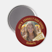 Maroon Gold Cheerleader Photo High School Magneet (Voorkant / Achterkant)