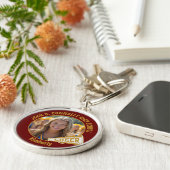 Maroon Gold Cheerleader Photo High School Sleutelhanger (Zijkant)