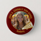 Maroon Gold Cheerleader Photo High School Spirit Ronde Button 5,7 Cm (Voorkant)