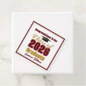 Maroon Gold Class of 2026 Custom Graduation Party Bedankjes Labels (In situ)