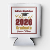 Maroon Gold Class of 2026 Custom Graduation Party Blikjeskoeler (Voorkant)