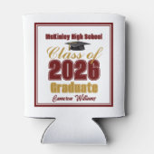 Maroon Gold Class of 2026 Custom Graduation Party Blikjeskoeler (Achterkant)