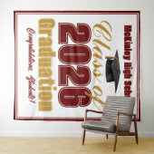Maroon Gold Class of 2026 Graduation Photo Booth Wandkleed (In Situ (horizontaal))